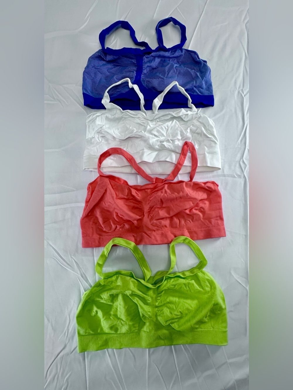 Hanes Seamless Bralette Set - Blue, White, Coral, Lime